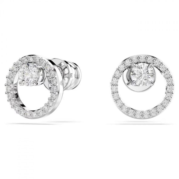 Brincos Swarovski stud Constella Lapidação redonda Branco Lacado a ródio