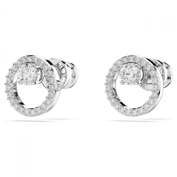 Brincos Swarovski stud Constella Lapidação redonda Branco Lacado a ródio