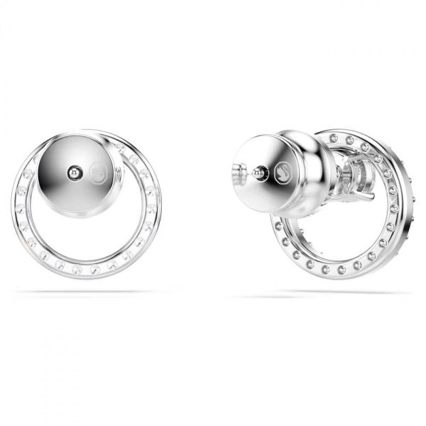 Brincos Swarovski stud Constella Lapidação redonda Branco Lacado a ródio