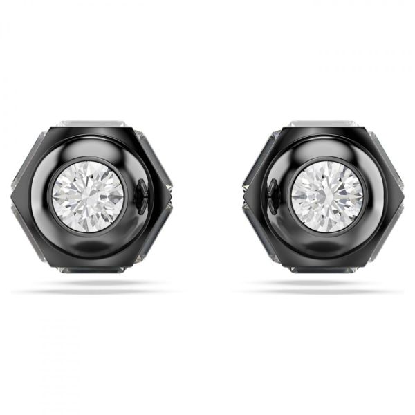Brincos Swarovski stud Numina Lapidação redonda Branco Lacada a ródio