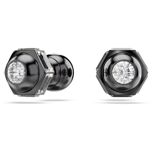 Brincos Swarovski stud Numina Lapidação redonda Branco Lacada a ródio