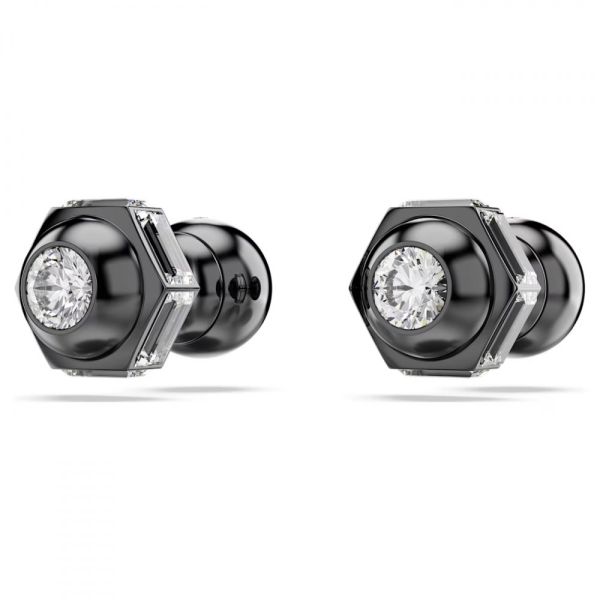 Brincos Swarovski stud Numina Lapidação redonda Branco Lacada a ródio