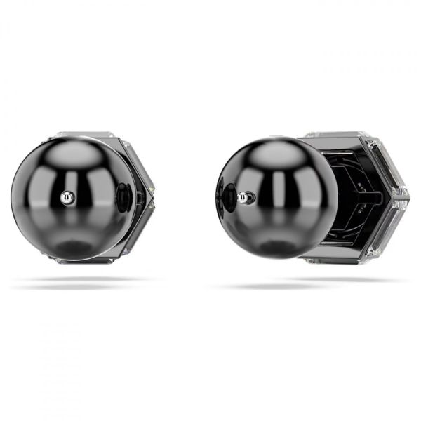 Brincos Swarovski stud Numina Lapidação redonda Branco Lacada a ródio