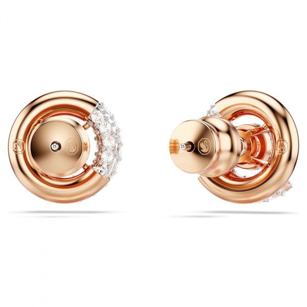 Brincos Swarovski stud Dextera Lapidação redonda Branco Lacado a rosa dourado