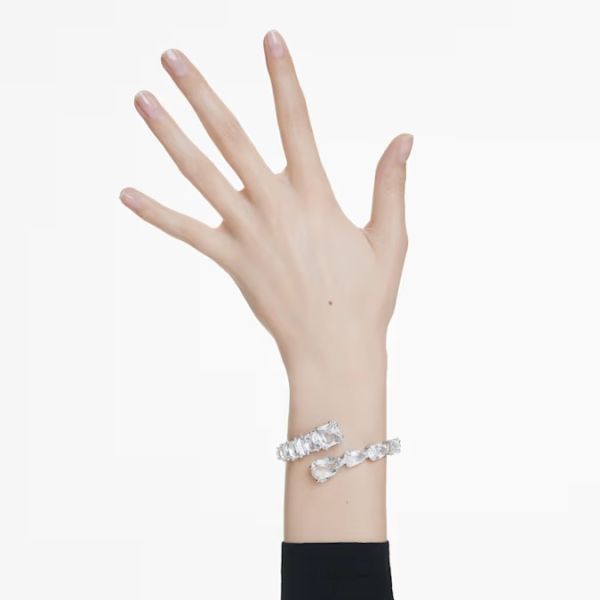 Bracelete Swarovski Matrix Combinação de lapidações Branca Lacado a ródio M