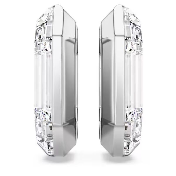 Brincos Swarovski argola Lucent Modelo octagonal Pequenas Brancos