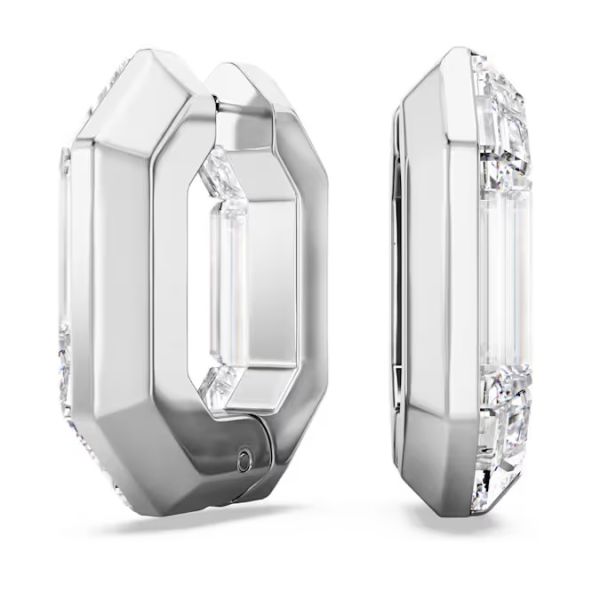Brincos Swarovski argola Lucent Modelo octagonal Pequenas Brancos