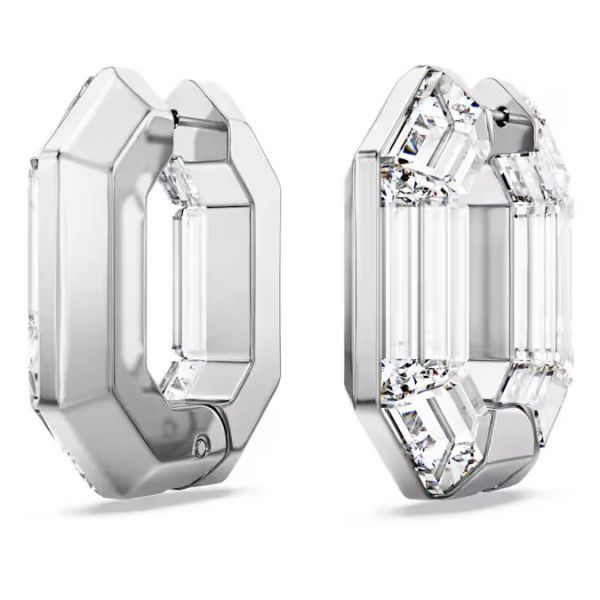 Brincos Swarovski argola Lucent Modelo octagonal Pequenas Brancos