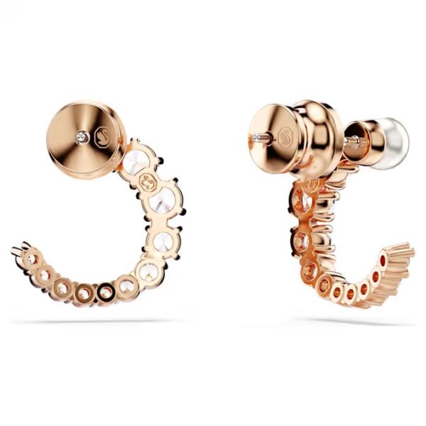 Brincos Swarovski argola Matrix Crystal Pearl Lapidação redonda Brancos Lacado a rosa dourado