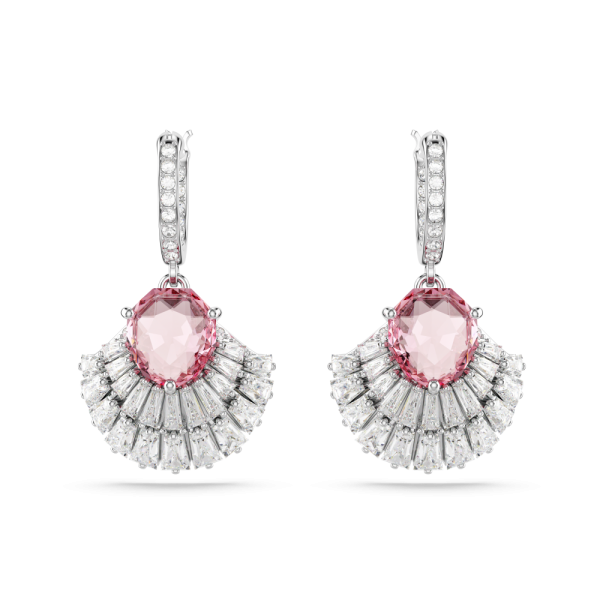 Brincos compridos Swarovski Idyllia Concha Rosa Lacado a ródio