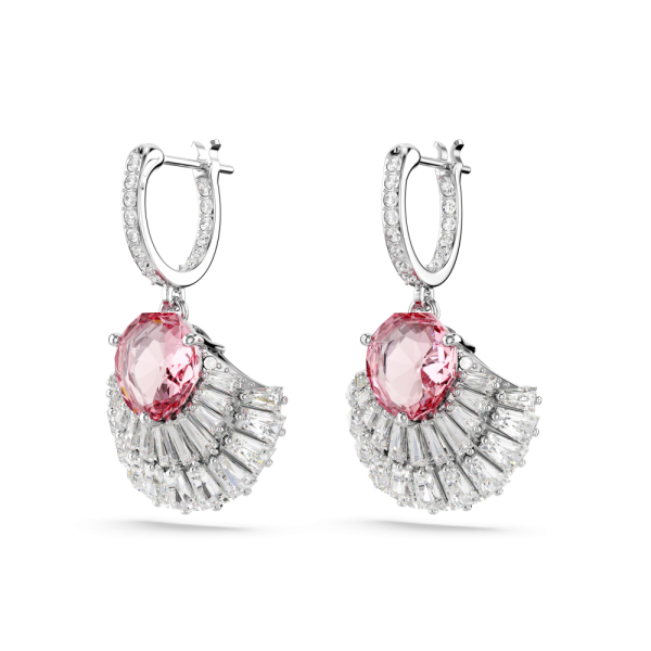Brincos compridos Swarovski Idyllia Concha Rosa Lacado a ródio