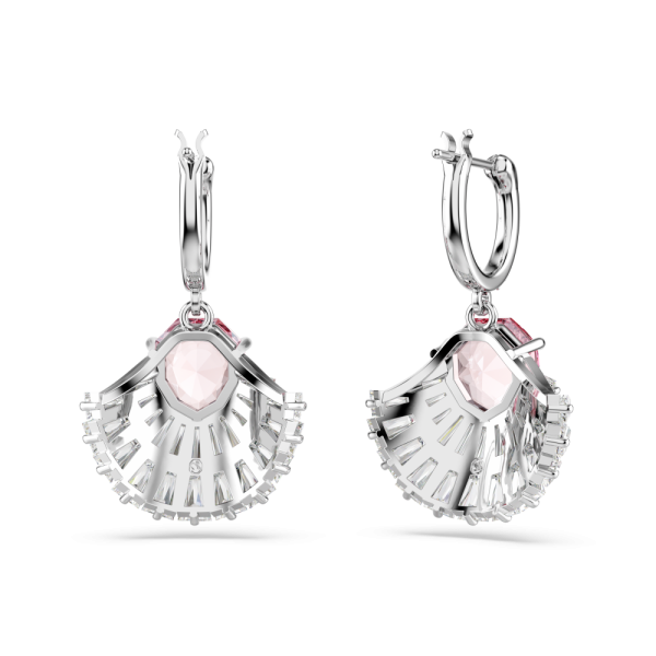 Brincos compridos Swarovski Idyllia Concha Rosa Lacado a ródio