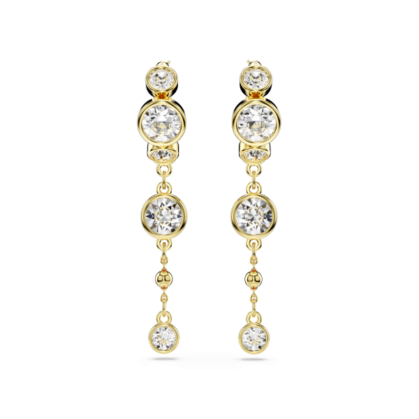 Brincos compridos Swarovski Imber Lapidação redonda Branco Acabamento de combinação de metais