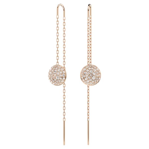 Brincos Swarovski compridos Meteora Branco Lacado a rosa dourado