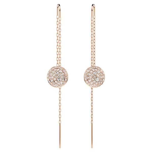 Brincos Swarovski compridos Meteora Branco Lacado a rosa dourado