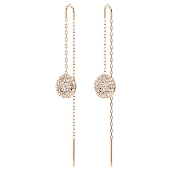 Brincos Swarovski compridos Meteora Branco Lacado a rosa dourado