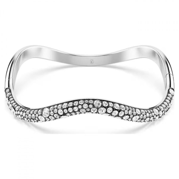 Bracelete Swarovski Sublima Lapidação redonda Branca Lacado a ródio M
