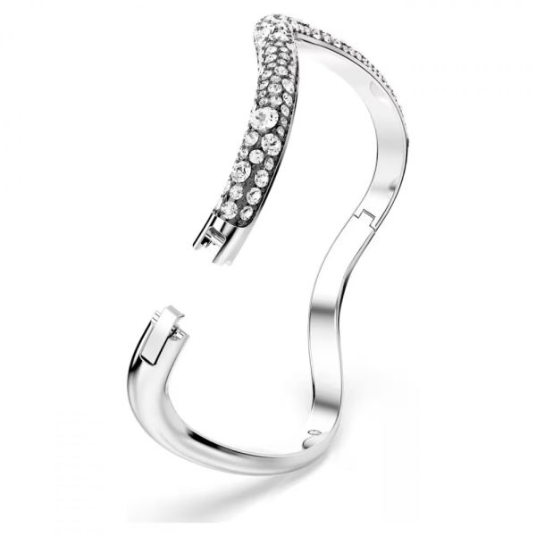 Bracelete Swarovski Sublima Lapidação redonda Branca Lacado a ródio M