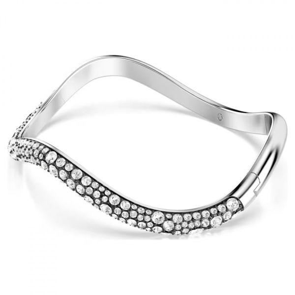Bracelete Swarovski Sublima Lapidação redonda Branca Lacado a ródio M