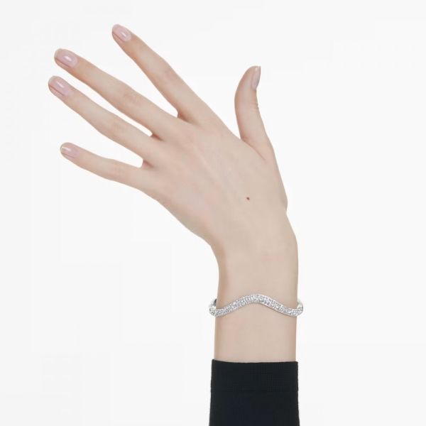 Bracelete Swarovski Sublima Lapidação redonda Branca Lacado a ródio M