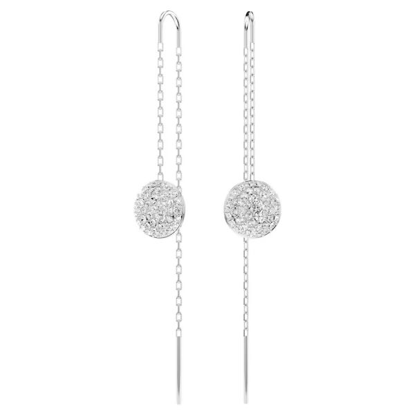 Brincos Swarovski compridos Meteora Branco Lacado a ródio