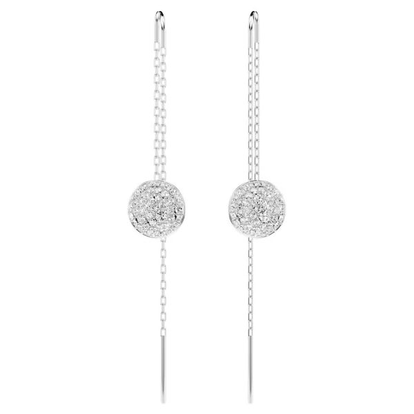Brincos Swarovski compridos Meteora Branco Lacado a ródio