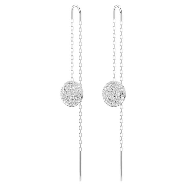 Brincos Swarovski compridos Meteora Branco Lacado a ródio