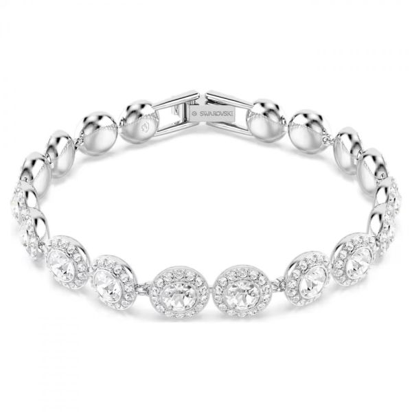 Pulseira Swarovski Una Angelic Lapidação redonda Branca Lacado a ródio M