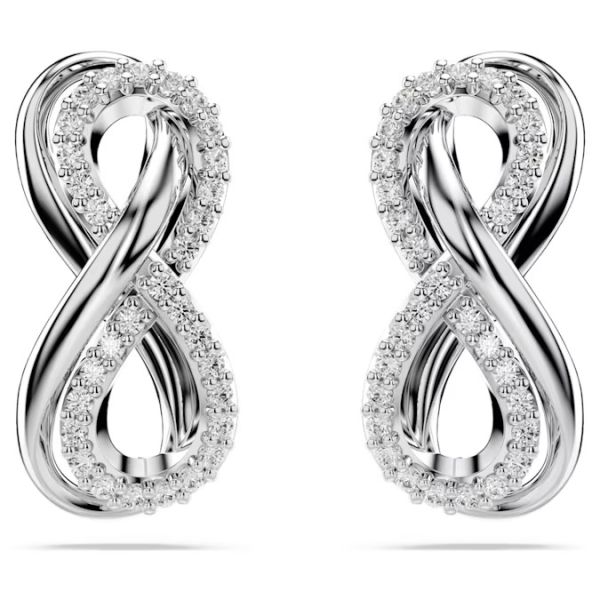 Brincos Swarovski Stud Hyperbola Infinity Branco Lacado a Ródio