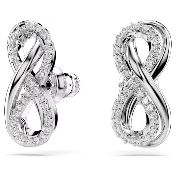 Brincos Swarovski Stud Hyperbola Infinity Branco Lacado a Ródio