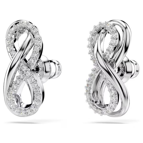 Brincos Swarovski Stud Hyperbola Infinity Branco Lacado a Ródio