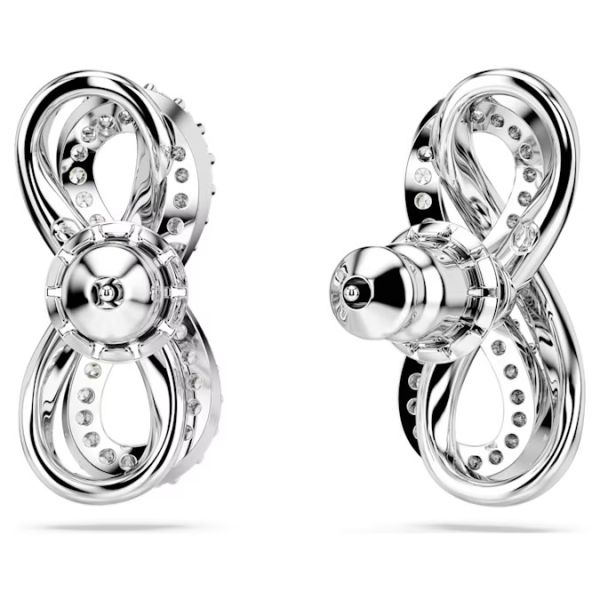 Brincos Swarovski Stud Hyperbola Infinity Branco Lacado a Ródio
