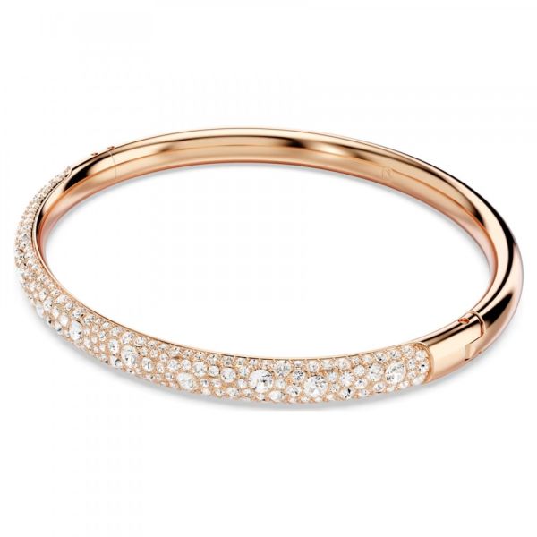 Bracelete Swarovski Meteora Snow Pavé Branca Lacado a Rosa Dourado