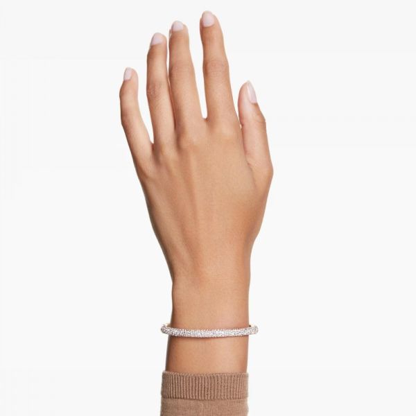 Bracelete Swarovski Meteora Snow Pavé Branca Lacado a Rosa Dourado