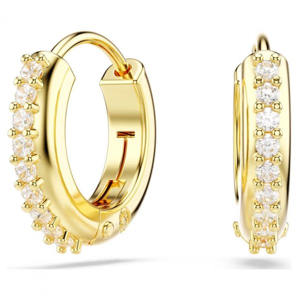 Brincos argola Swarovski Matrix Lapidação redonda Brancos Lacado a dourado