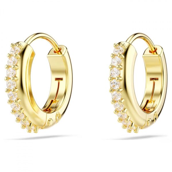 Brincos argola Swarovski Matrix Lapidação redonda Brancos Lacado a dourado