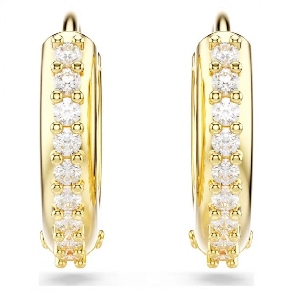 Brincos argola Swarovski Matrix Lapidação redonda Brancos Lacado a dourado