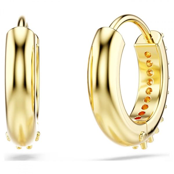 Brincos argola Swarovski Matrix Lapidação redonda Brancos Lacado a dourado