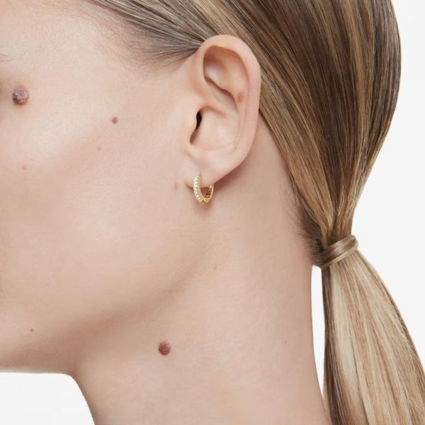 Brincos argola Swarovski Matrix Lapidação redonda Brancos Lacado a dourado