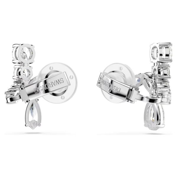 Brincos de mola Swarovski Matrix Combinação de lapidações Brancos Lacado a ródio