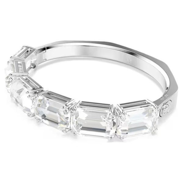 Bracelete Swarovski Millenia Lapidação octogonal Branca Lacado a ródio M