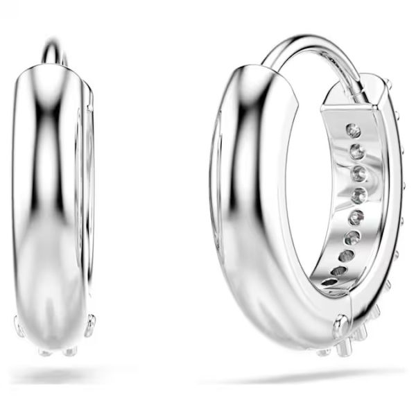 Brincos argola Swarovski Matrix Lapidação redonda Brancos Lacado a ródio