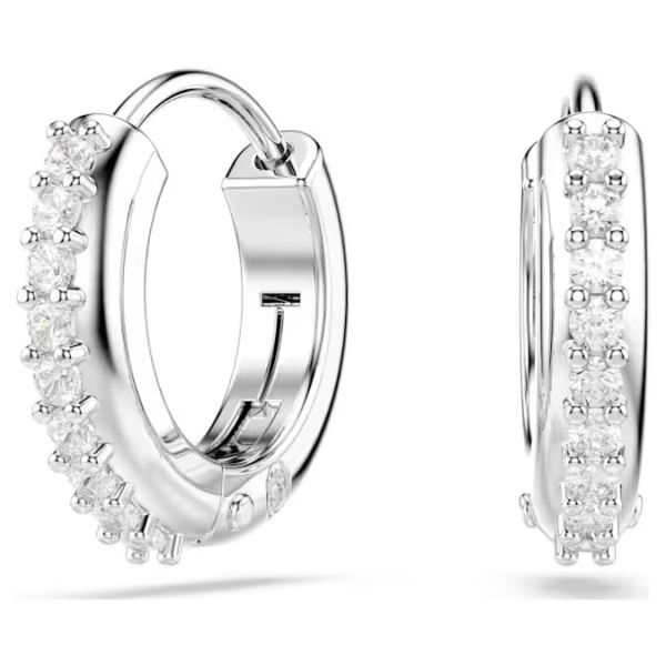 Brincos argola Swarovski Matrix Lapidação redonda Brancos Lacado a ródio