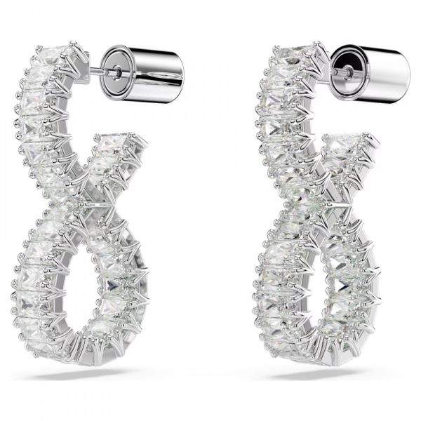 Brincos Swarovski Argola Hyperbola Infinity Brancos Lacado a Ródio