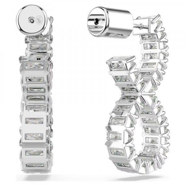 Brincos Swarovski Argola Hyperbola Infinity Brancos Lacado a Ródio