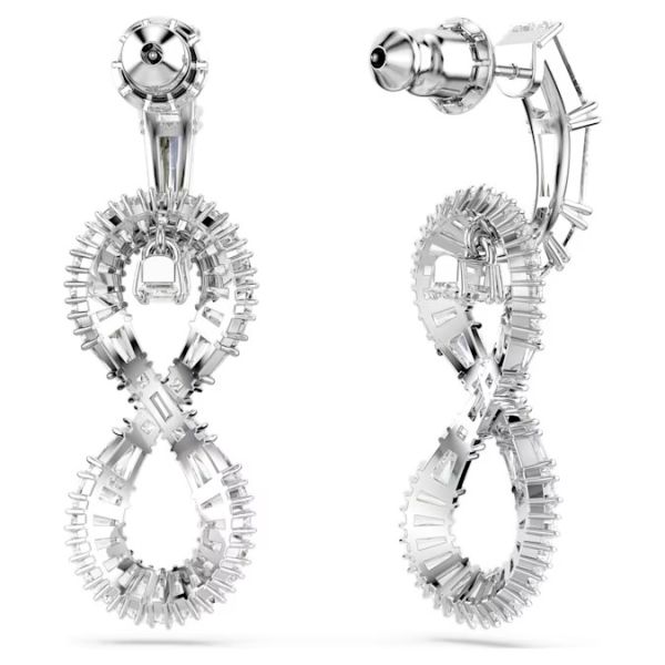 Brincos Swarovski Compridos Hyperbola Infinity Branco Lacado a Ródio