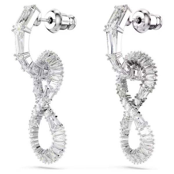 Brincos Swarovski Compridos Hyperbola Infinity Branco Lacado a Ródio