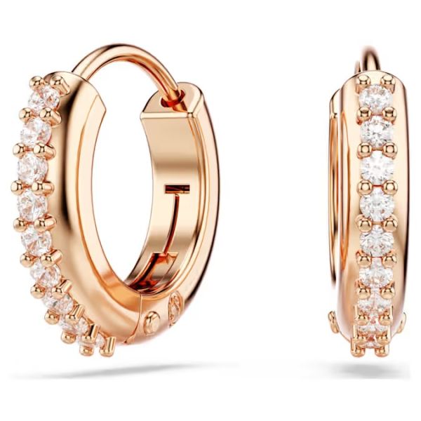 Brincos argola Swarovski Matrix Lapidação redonda Brancos Lacado a rosa dourado