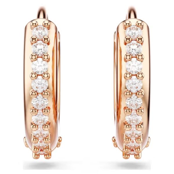 Brincos argola Swarovski Matrix Lapidação redonda Brancos Lacado a rosa dourado