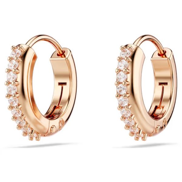 Brincos argola Swarovski Matrix Lapidação redonda Brancos Lacado a rosa dourado